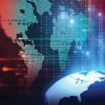 futuristic earth map technology abstract background